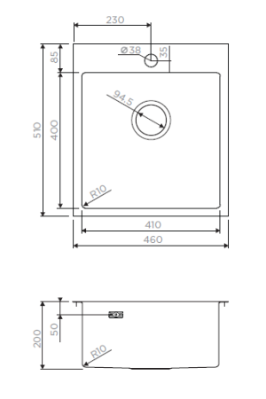 Мойка Akisame 46-LG, нержавеющая сталь, светлое золото