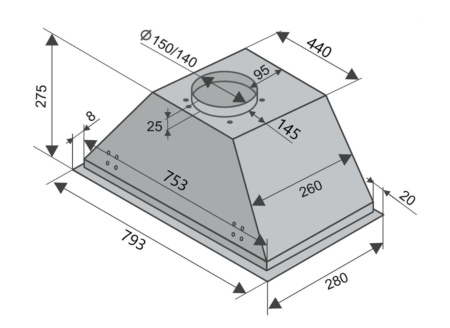 Вытяжка полновстраиваемая Falcon White Glass 80, 80см, с угольным фильтром, белый, Konigin