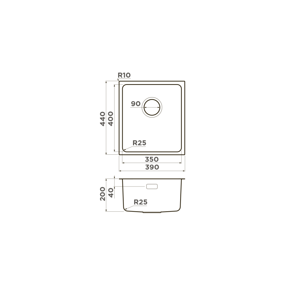 Мойка Tadzava 39-U/I-LG, нержавеющая сталь, светлое золото