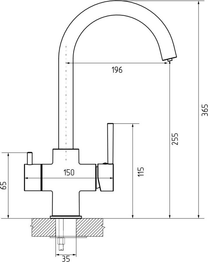 Смеситель GranFest Quarz Z-5422, с краном питьевой воды, песочный