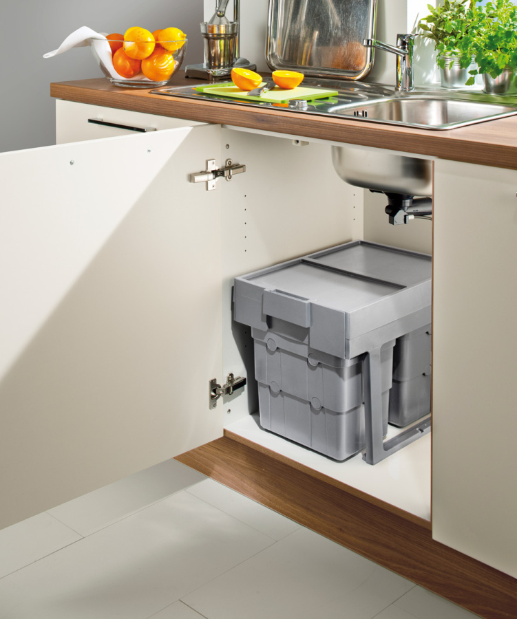 Система сортировки "EASYWASTE", 2х16л, 336х469х346мм, в шкаф 400мм, серый