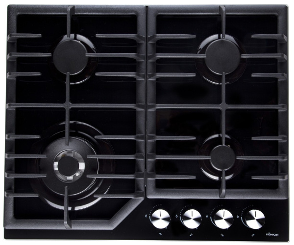 Варочная панель газовая Blaze 604 BKGW, 60см, черное стекло, Konigin