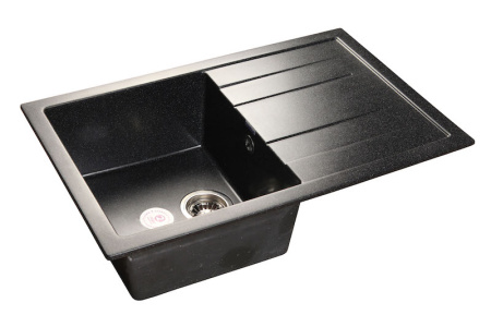 Мойка GranFest QUADRO 780L с крылом, 770х495 мм, черный