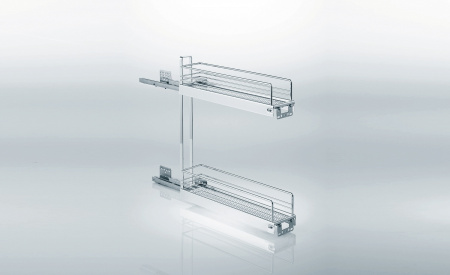 Корзина 150мм, 2 яруса, боковое правое, с напр. полн. выдвиж., плав. закр, 3D, хром, Kessebohmer
