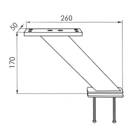 Барная стойка косая, h=170мм, матовый алюминий, Rejs