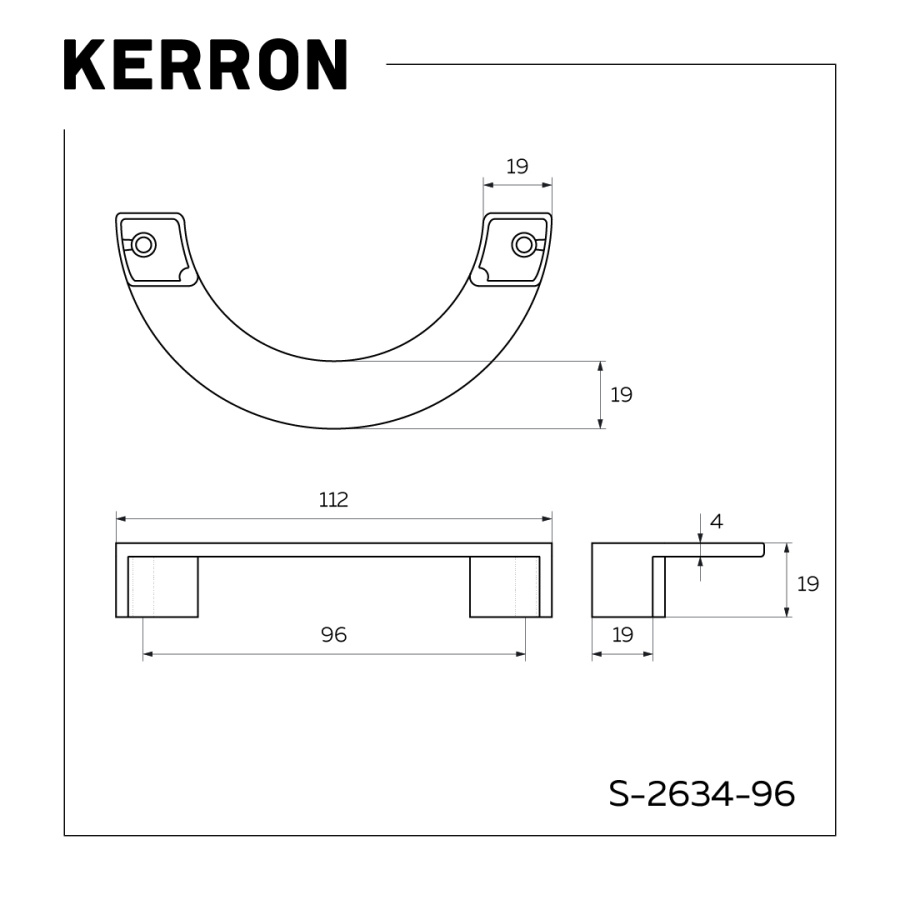 Ручка-скоба, 2634, 96мм, металл, черный матовый