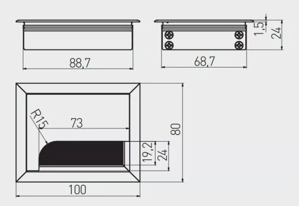Заглушка для кабель-канала, 80х100мм, алюминий, алюминий, GTV