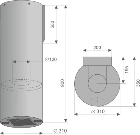 Вытяжка настенная Beauty Gold, 31 см, без угольн. фильтра, золото, Konigin