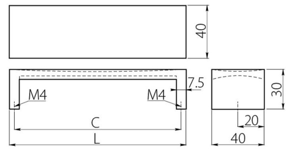 Ручка-скоба, UZ-92, 160мм, металл, матовый хром