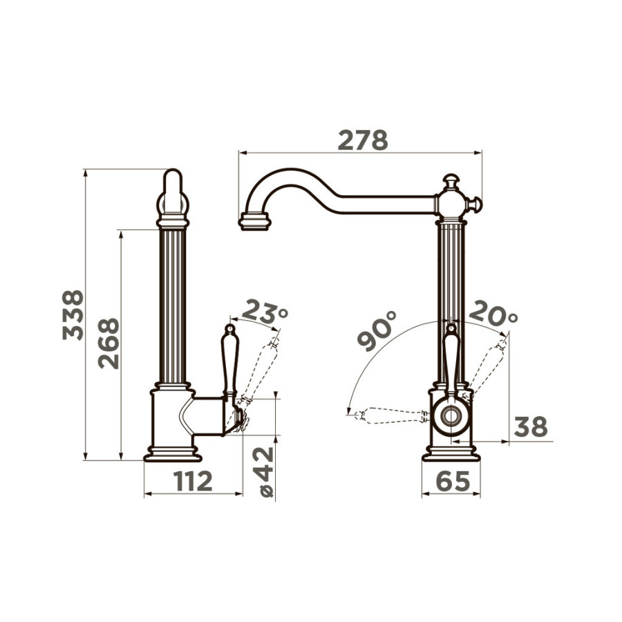 Смеситель Toshima-AB, латунь, античная латунь