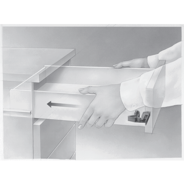 Направляющая Quadro V6 30 Push to open, 30 кг, NL550, полн выдвиж, надвиж монтажа, EB20, левая