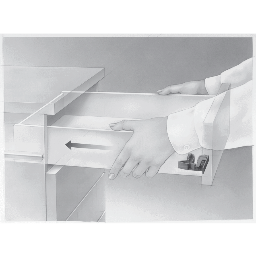 Направляющая Quadro V6 30 Push to open, 30 кг, NL550, полн выдвиж, надвиж монтажа, EB20, левая