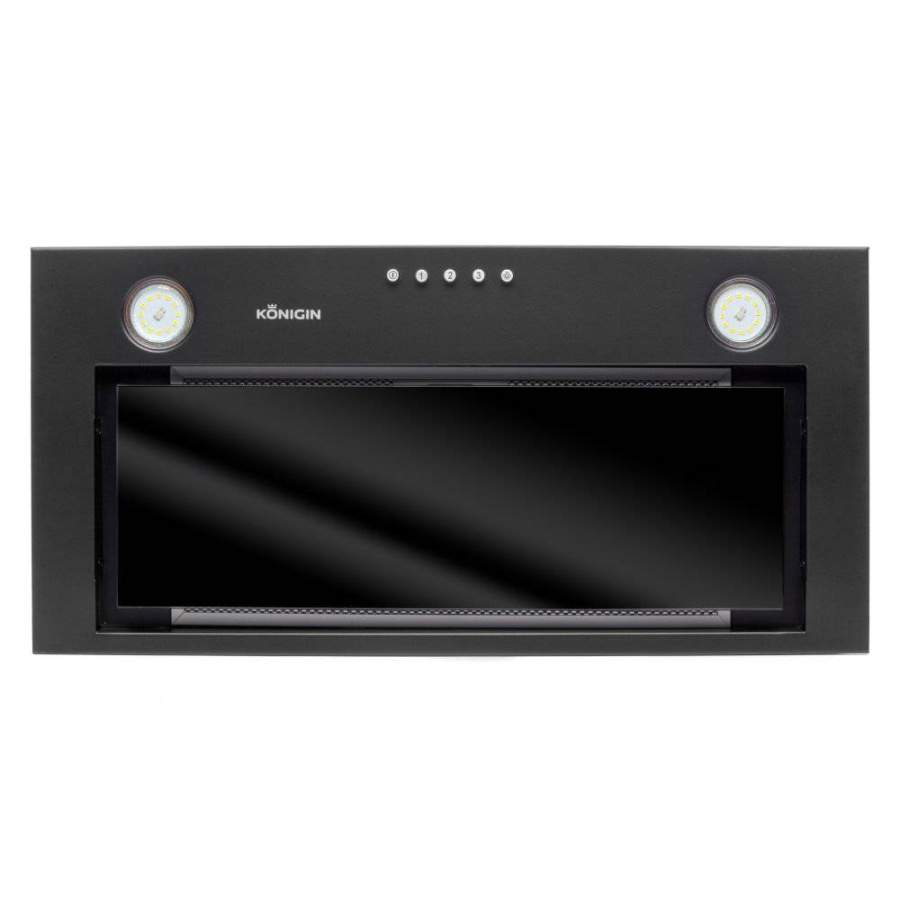 Вытяжка полновстраиваемая Next, 60см, б/угольного фильтра, черный/черное стекло, Konigin