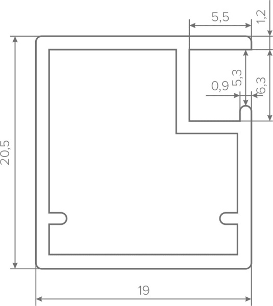 Алюминиевый профиль для фасадов Z-1, 20,5х19мм, L=4000мм, матовое золото, AQ
