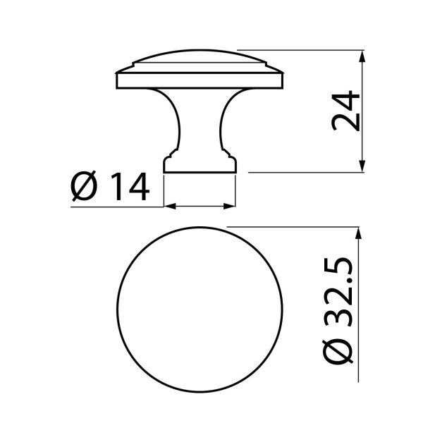Ручка-кнопка, PALERMO, d=32мм, металл, античное серебро