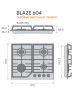 Варочная панель газовая Blaze 604 BMW, 60 см, черная матовая эмаль, Konigin
