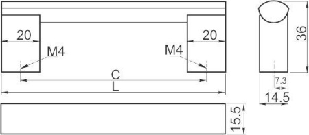 Ручка-скоба, AA 04, 128мм, металл, алюминий