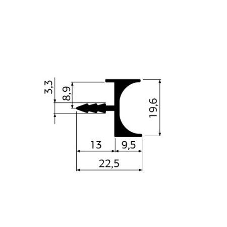 Ручка-профиль TW4 для ДСП 18мм, h=19,6мм, L=5000мм, черный матовый