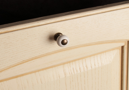 Ручка-кнопка, 214, d=20мм, металл/керамика, бронза/белый