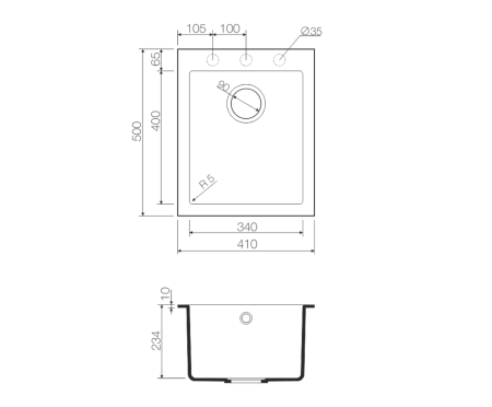 Мойка Bosen 41-BL, Tetogranit/черный