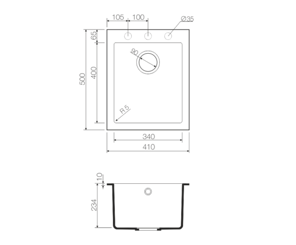 Мойка Bosen 41-BL, Tetogranit/черный