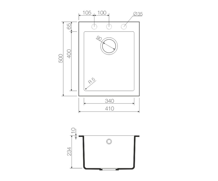 Мойка Bosen 41-BL, Tetogranit/черный