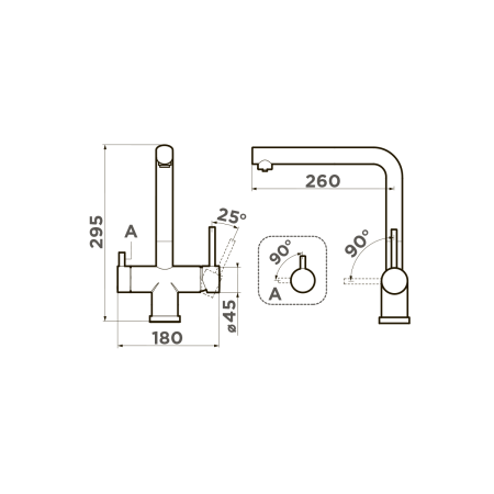 Смеситель Takamatsu-LG, нержавеющая сталь, светлое золото