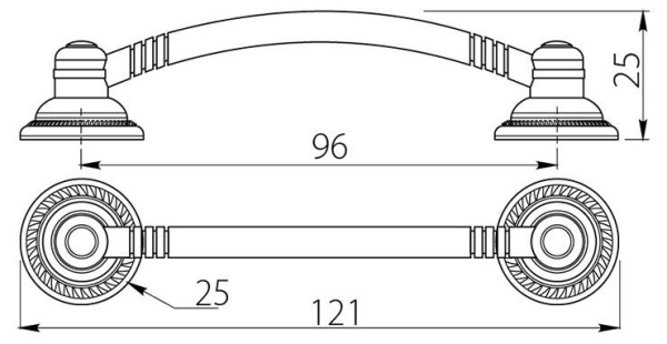 Ручка-скоба, RENNES, 96мм, металл, старое золото