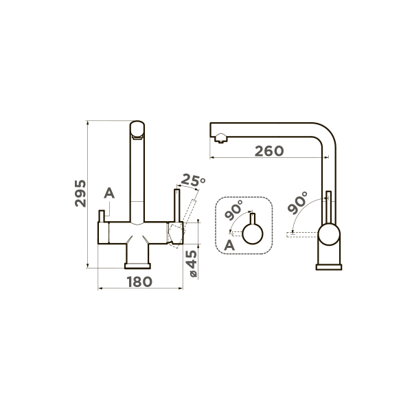 Смеситель Takamatsu-LG, нержавеющая сталь, светлое золото