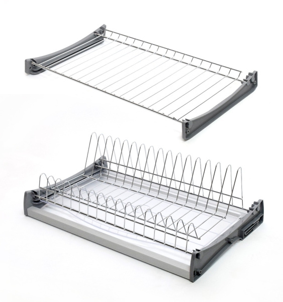 Сушка 2-х ярусная, 500мм, 1 поддон, с рамой, с креплениями, хром, HISSEN