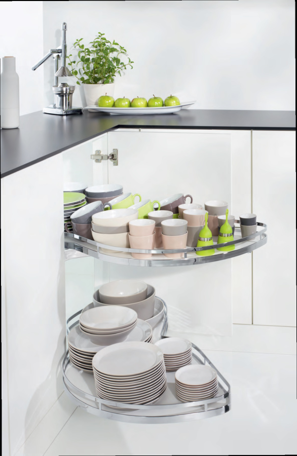 Механизм Леманс 600мм в угловой шкаф, 2 полки, H 600-750мм, левый, хром, Kessebohmer