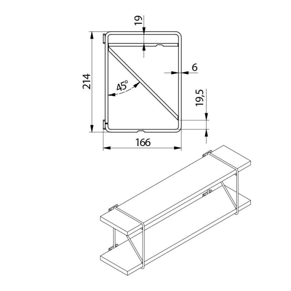 Полкодержатель ROD, 210х160мм, 40кг на пару, черный матовый, GTV