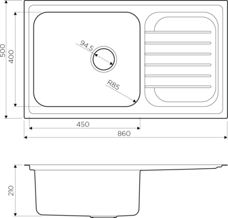 Мойка Haruna 86-IN, нержавеющая сталь, нержавеющая сталь