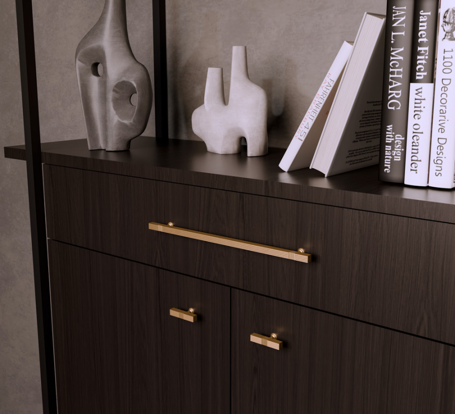 Ручка-кнопка, 536, 50х10х30мм, металл, золото