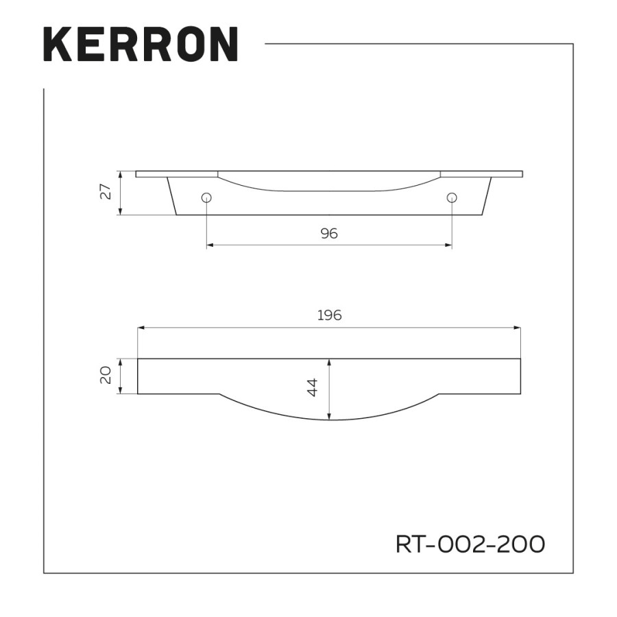 Ручка торцевая, RT-002-200, 200мм, металл, хром