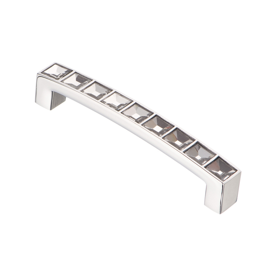 Ручка-скоба с кристаллами, CRL02, 96мм, хром