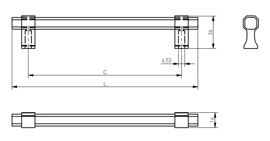 Ручка-скоба, IMPERIAL, 160мм, металл, черный матовый