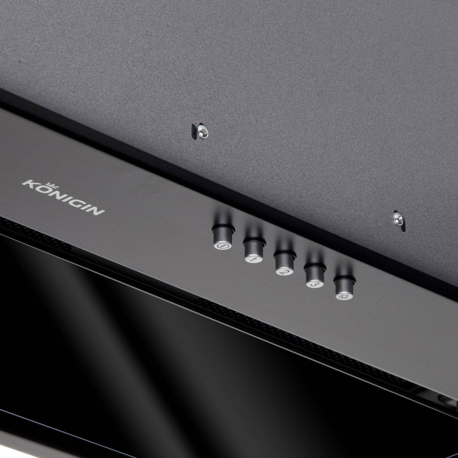 Вытяжка полновстраиваемая Next, 60см, б/угольного фильтра, черный/черное стекло, Konigin