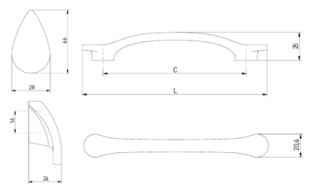 Ручка-скоба, VENICE, 128мм, металл, черный матовый