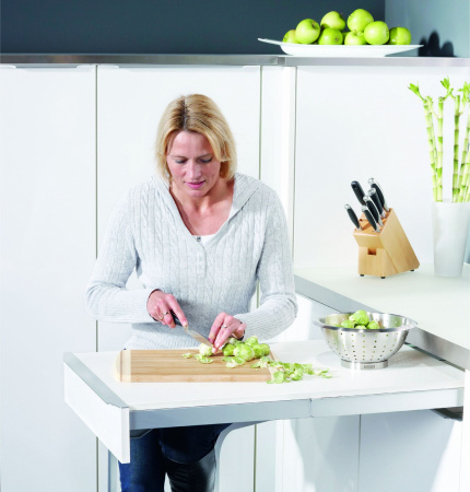 Стол выдвижной Топ Флекс, 450-900мм, телескоп, опускающийся фасад, титан, Kessebohmer