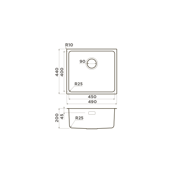 Мойка Tadzava 49-U/I-LG, нержавеющая сталь, светлое золото