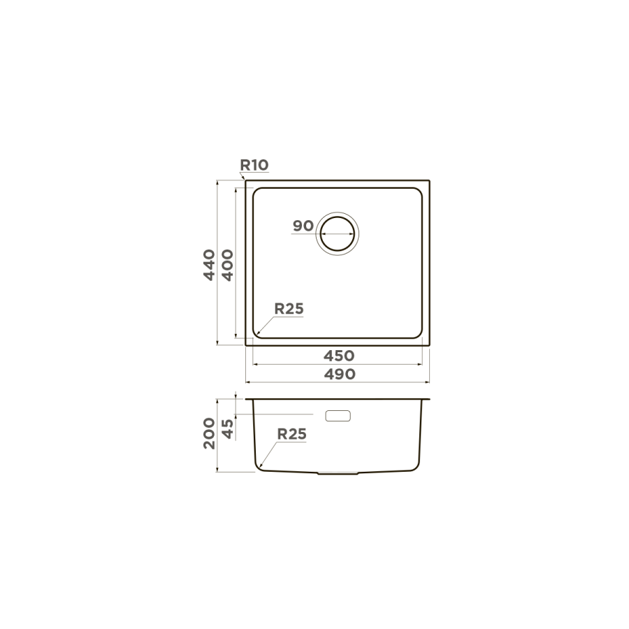 Мойка Tadzava 49-U/I-LG, нержавеющая сталь, светлое золото