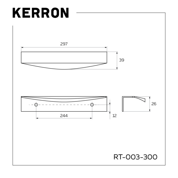 Ручка торцевая, RT-003-300, 300мм, металл, хром