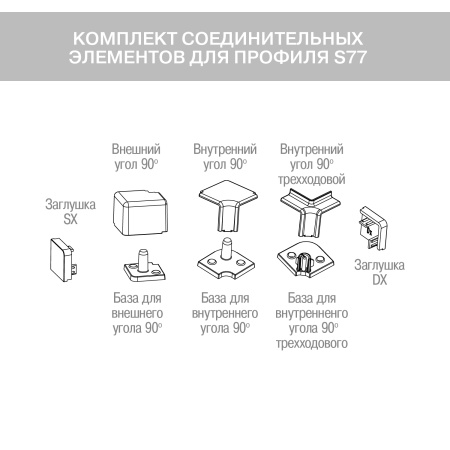Комплект элементов для плинтуса 50/77.420.AL.54, белый