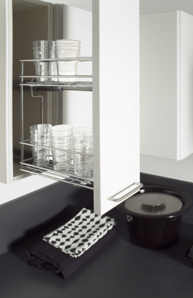 Корзина 150мм в верхнюю базу, 2 яруса, 150х300х528мм, боковое правое, с доводчиком, Grass NP, Vibo