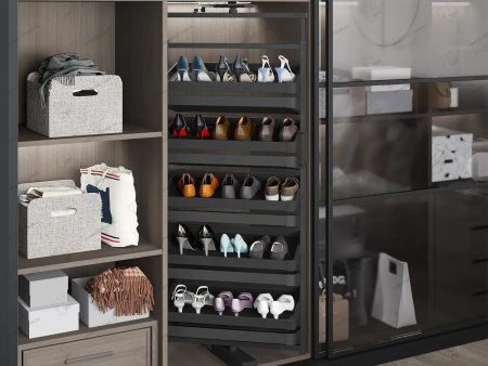 Обувница поворотно-выдвижная, 700х360х1910-2110мм, 12 полок, в шкаф 800мм, антрацит, Starax