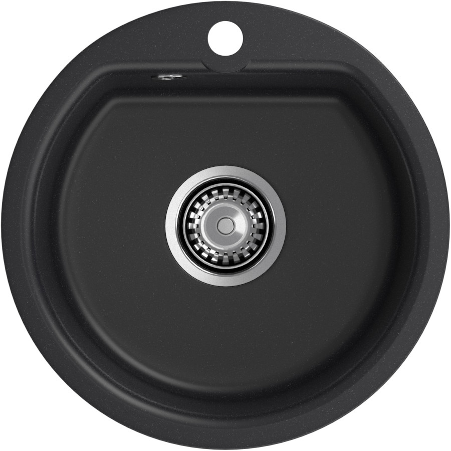 Мойка ЭкоМ М-435, d=435мм, мрамор, черный (без сифона)