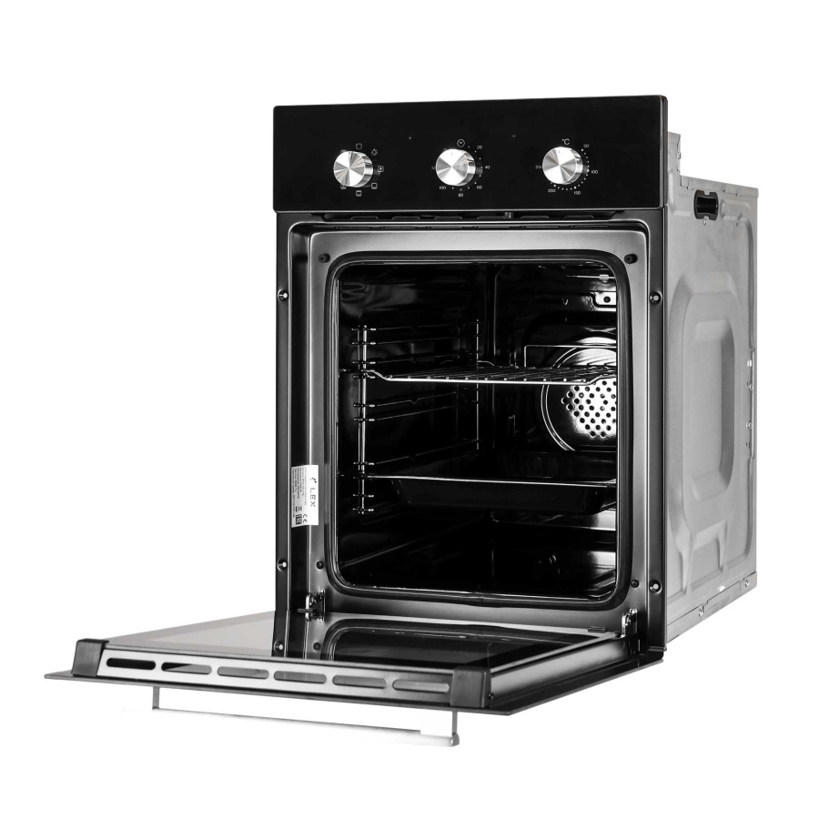 Духовой шкаф EDM 4570 BL, 45 см, стекло/нерж. сталь, черный, Lex