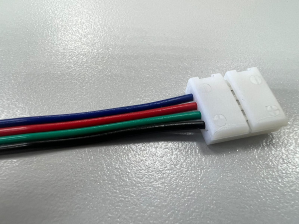 10мм. Коннектор гибкий лента-провод для RGB лент, зажимной, L=170мм, 14.5х5мм