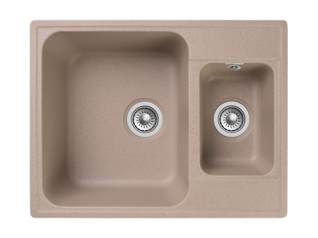 Мойка GranFest QUARZ 09, 617х480 мм, песочный (прямоугольная, 1,5 чаши, без сифона)